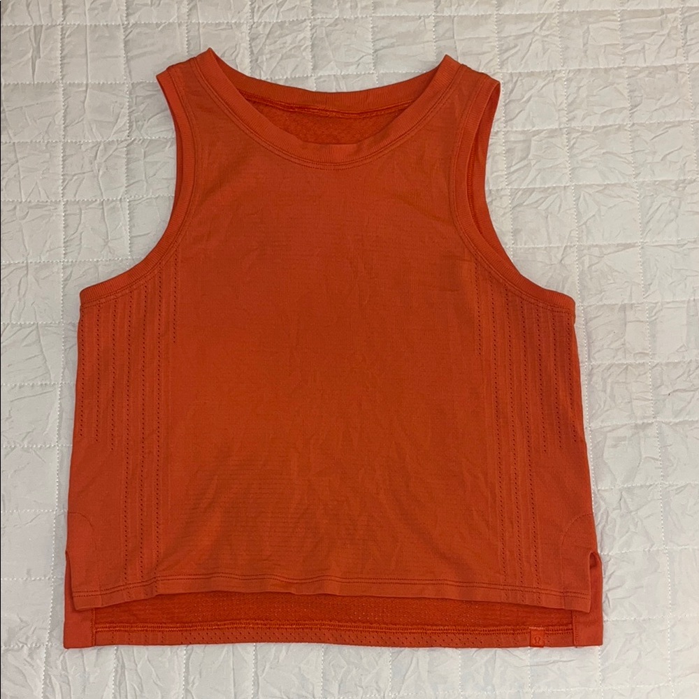Lululemon Athletica Orange Boxy Crop Tank Top